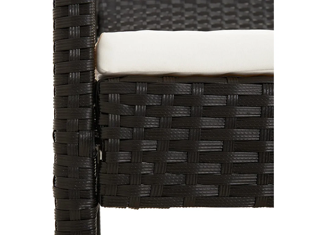 Banco de jardín con cojín ratán sintético negro 105 cm
