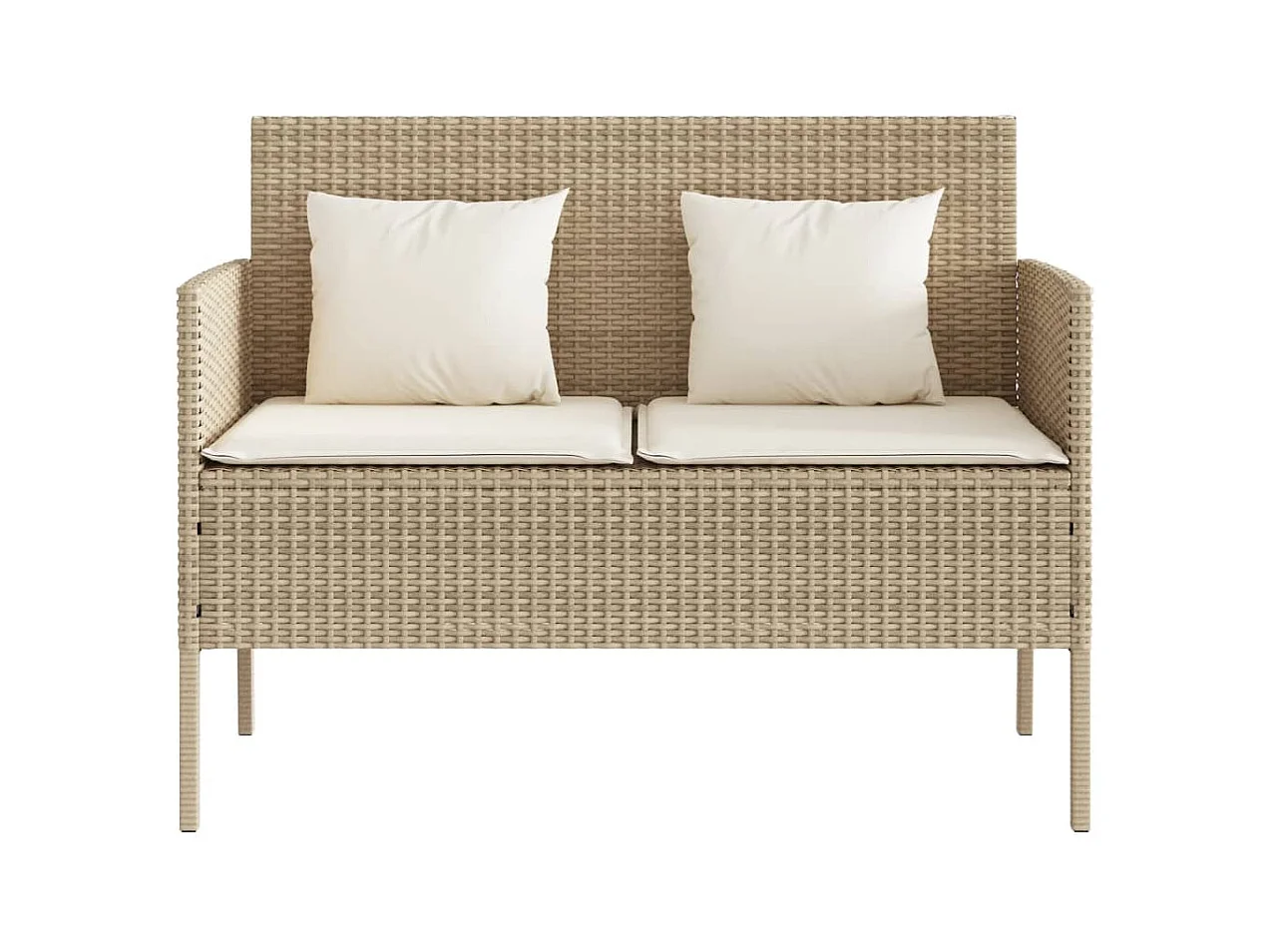 Banco de jardín con cojines ratán sintético beige