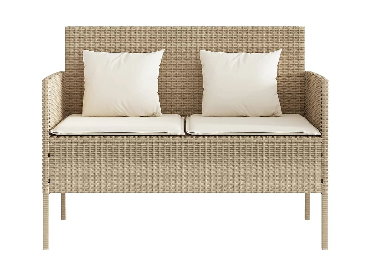 Banco de jardín con cojines ratán sintético beige