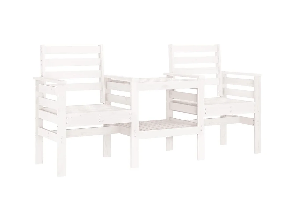 Banc de jardin avec table 2 places blanc bois massif de pin