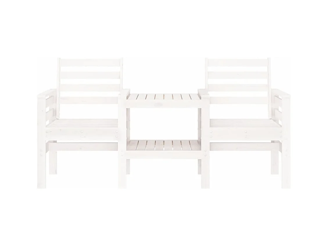 Banc de jardin avec table 2 places blanc bois massif de pin