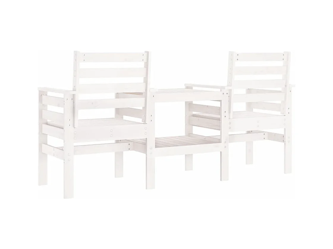 Banc de jardin avec table 2 places blanc bois massif de pin