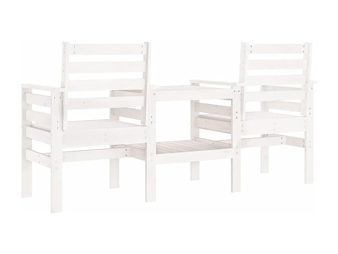 Banco de jardim 2 lugares com mesa pinho maciço branco