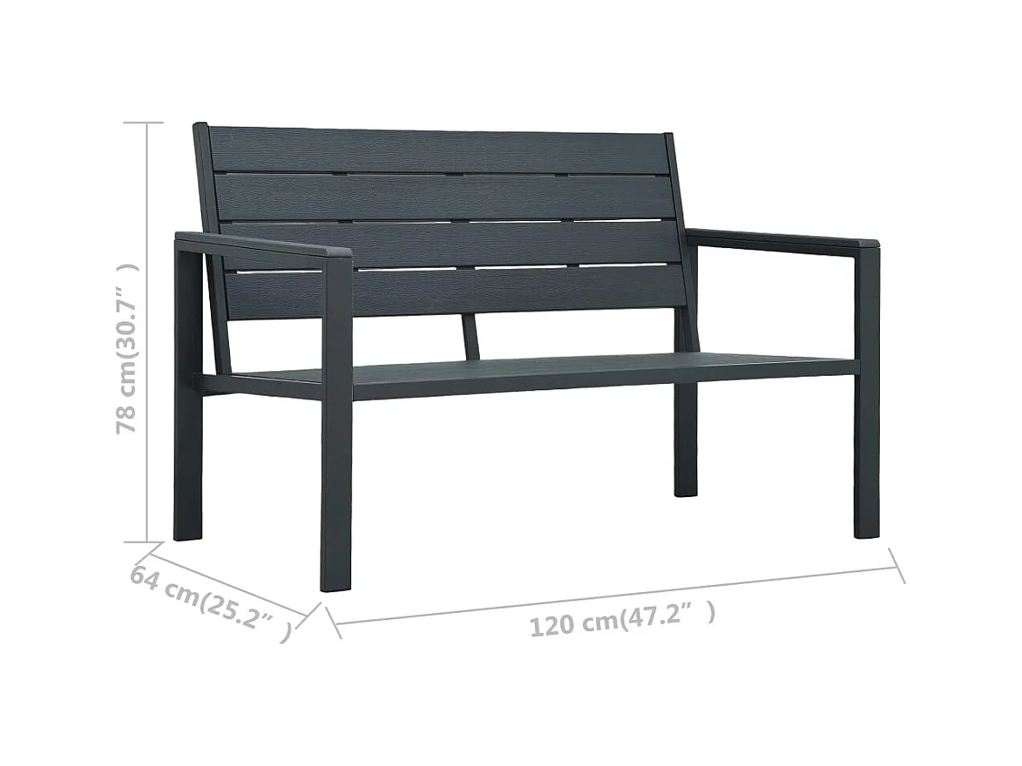 Banco de jardín de HDPE aspecto de madera gris 120 cm