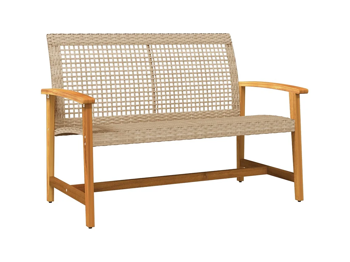 Banco de jardín madera de acacia y ratán PE beige 112 cm