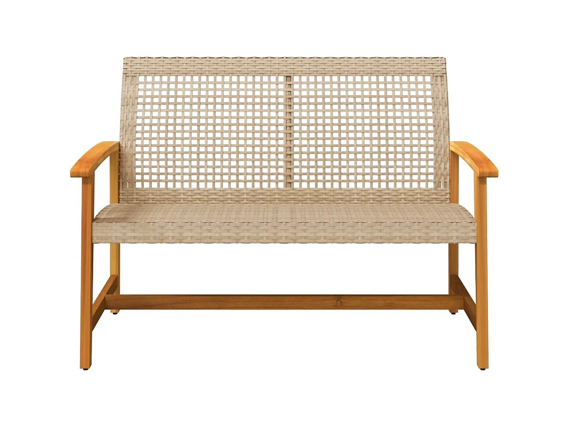 Banco de jardín madera de acacia y ratán PE beige 112 cm