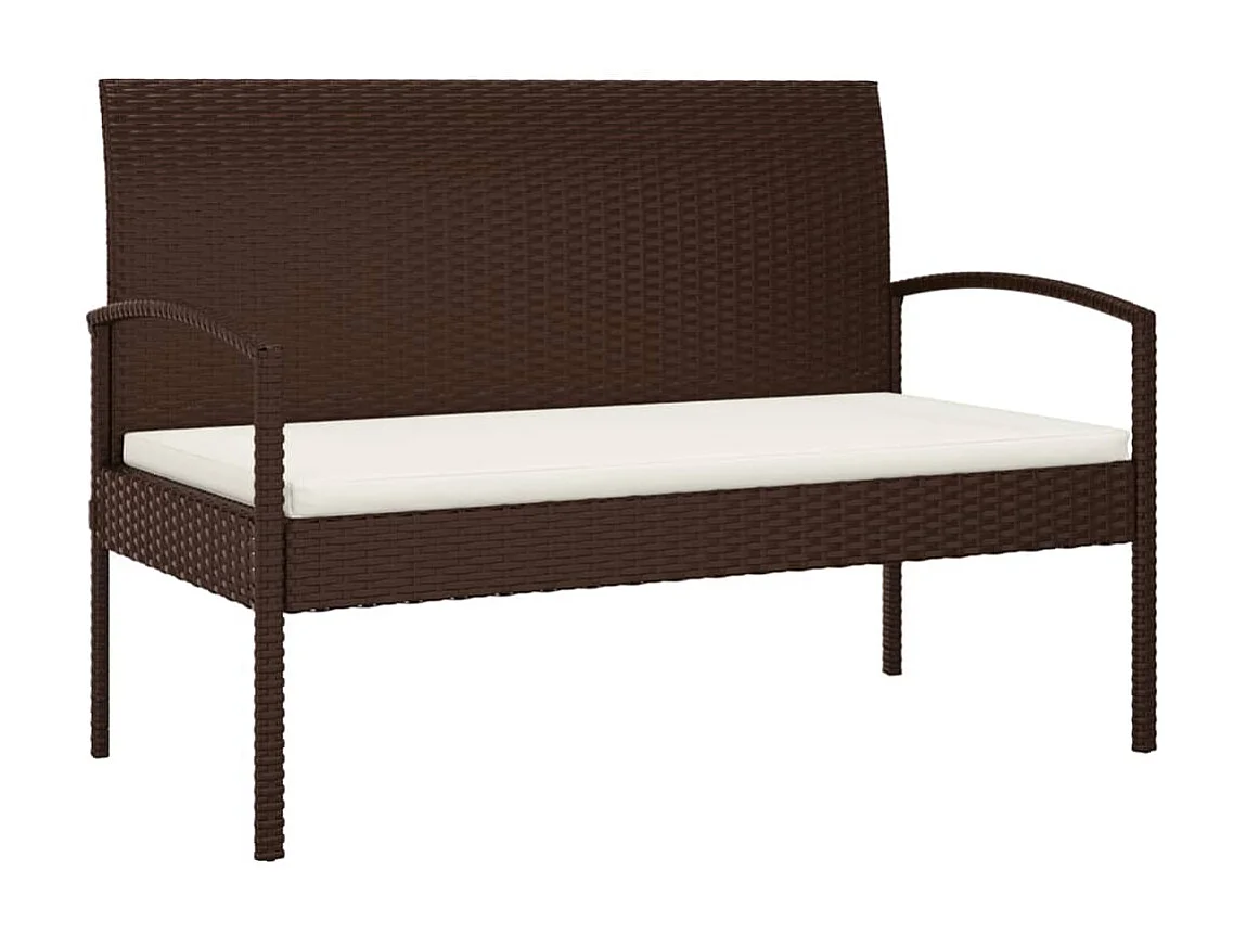 Banco de jardín con cojín ratán sintético marrón 105 cm