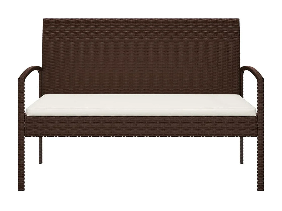 Banco de jardín con cojín ratán sintético marrón 105 cm