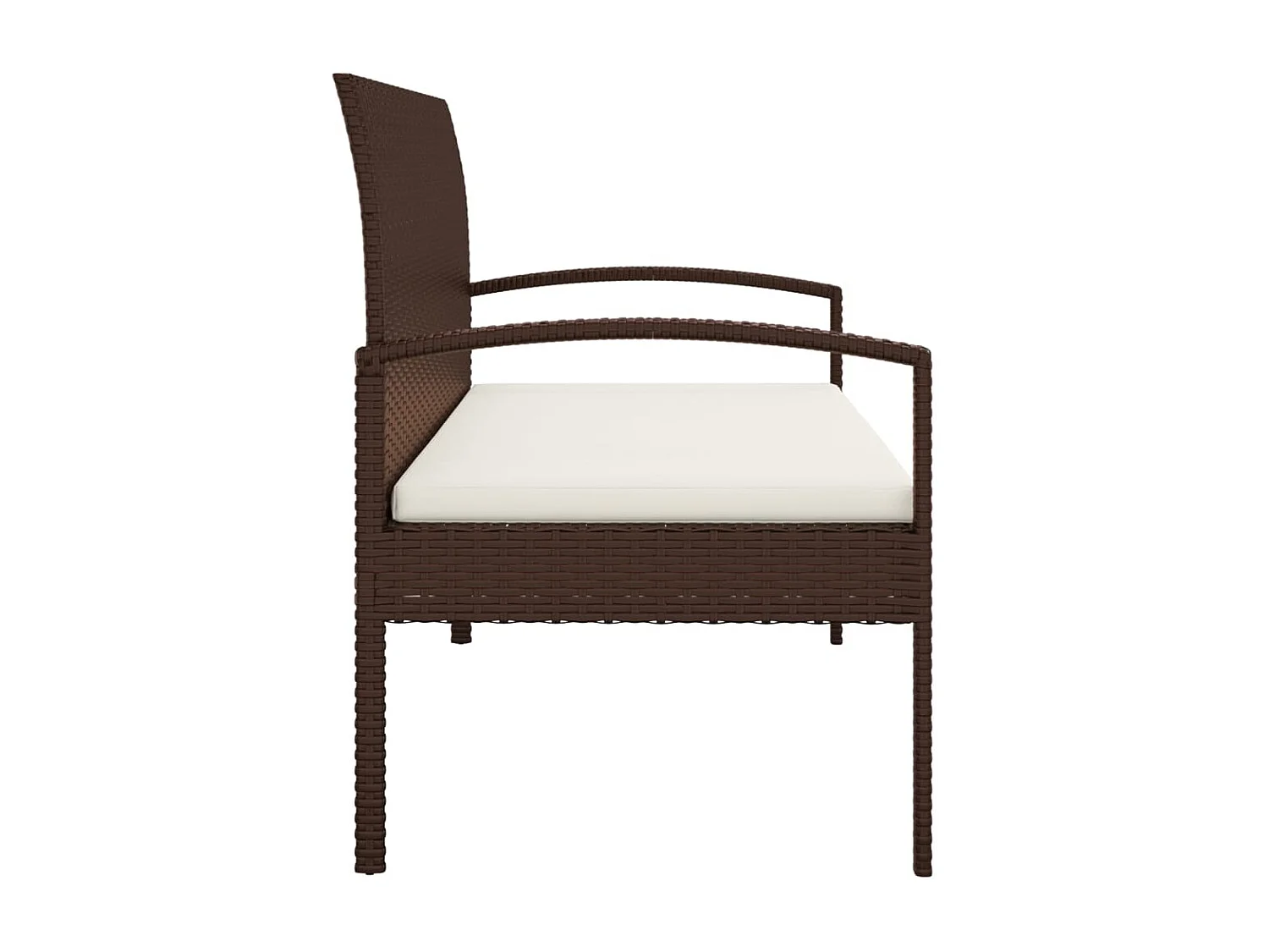 Banco de jardín con cojín ratán sintético marrón 105 cm