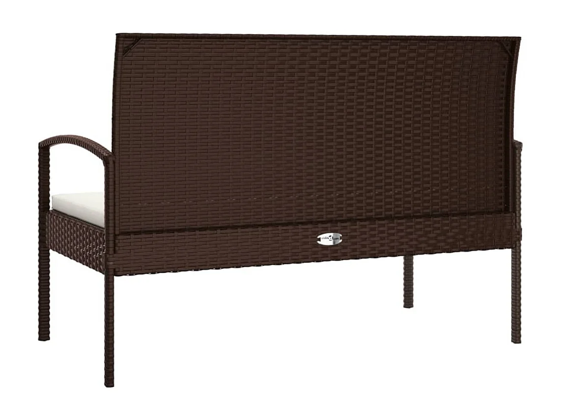 Banco de jardín con cojín ratán sintético marrón 105 cm