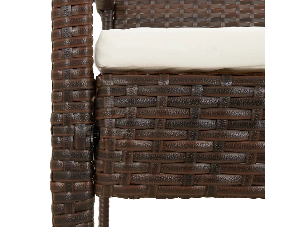 Banco de jardín con cojín ratán sintético marrón 105 cm