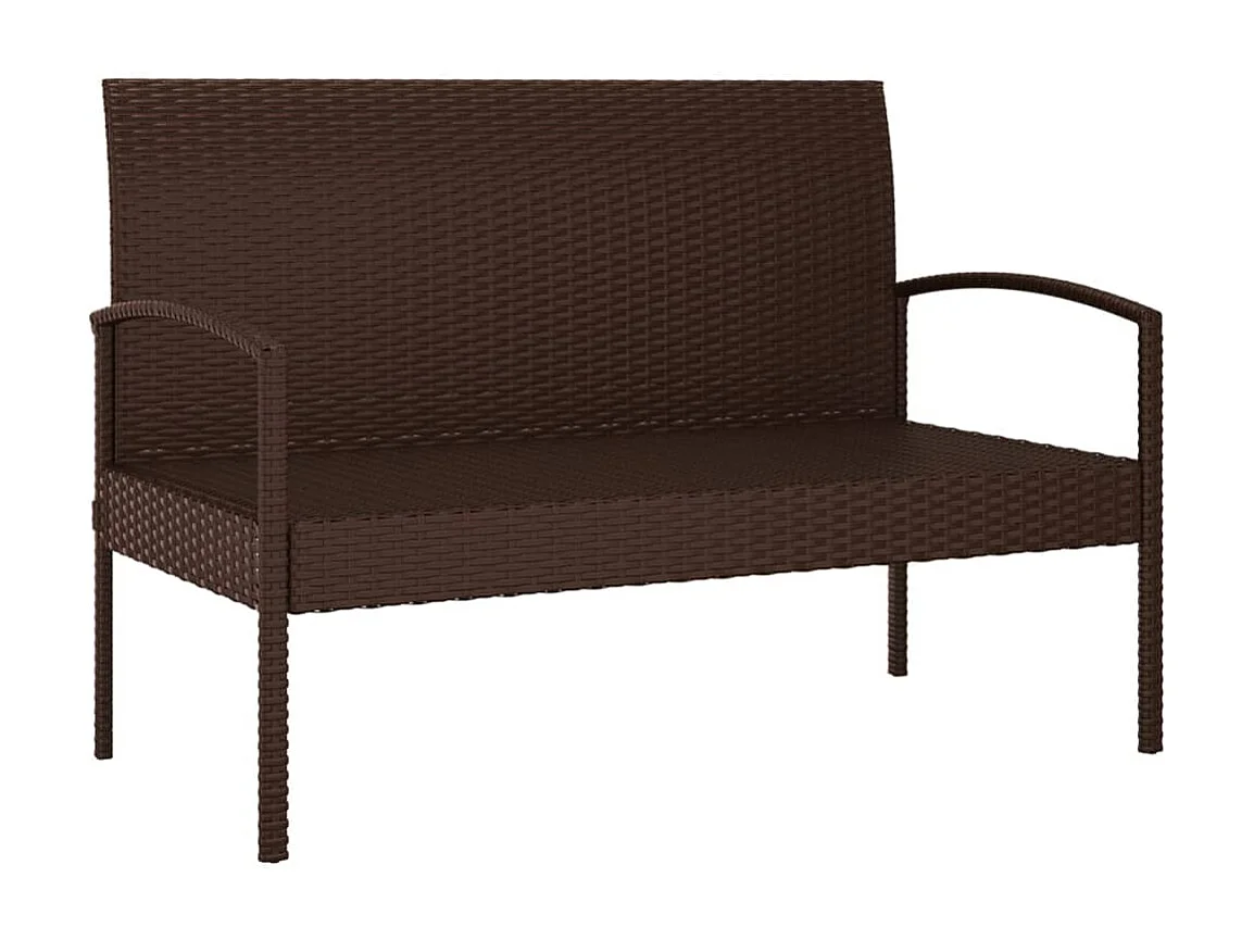 Banco de jardín con cojín ratán sintético marrón 105 cm