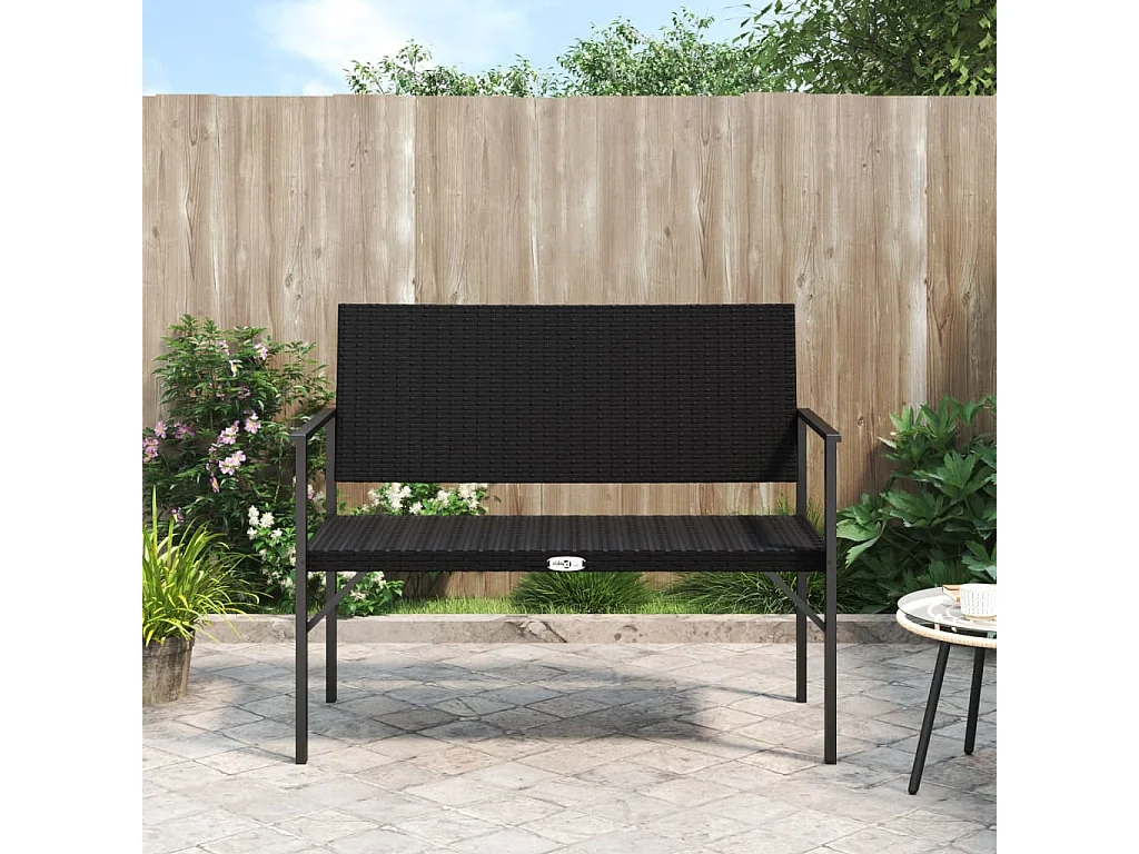 Banco de jardín de 2 plazas ratán sintético negro