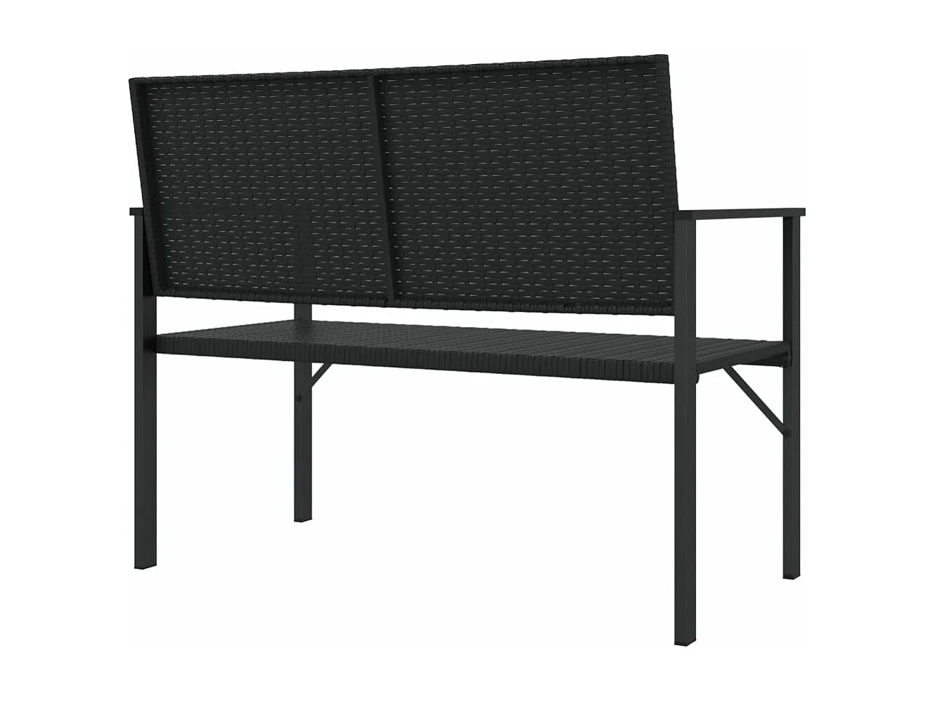Banco de jardín de 2 plazas ratán sintético negro