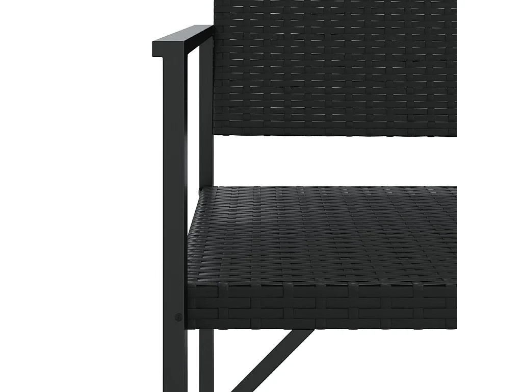 Banco de jardín de 2 plazas ratán sintético negro