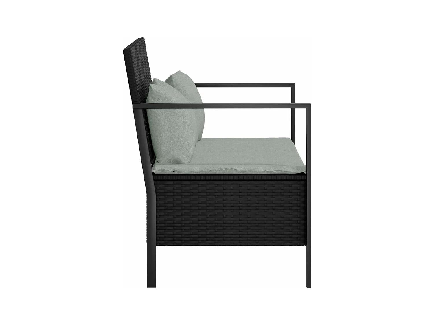 Banc de Jardin à 2 Places avec Coussins Noir Résine Tressée