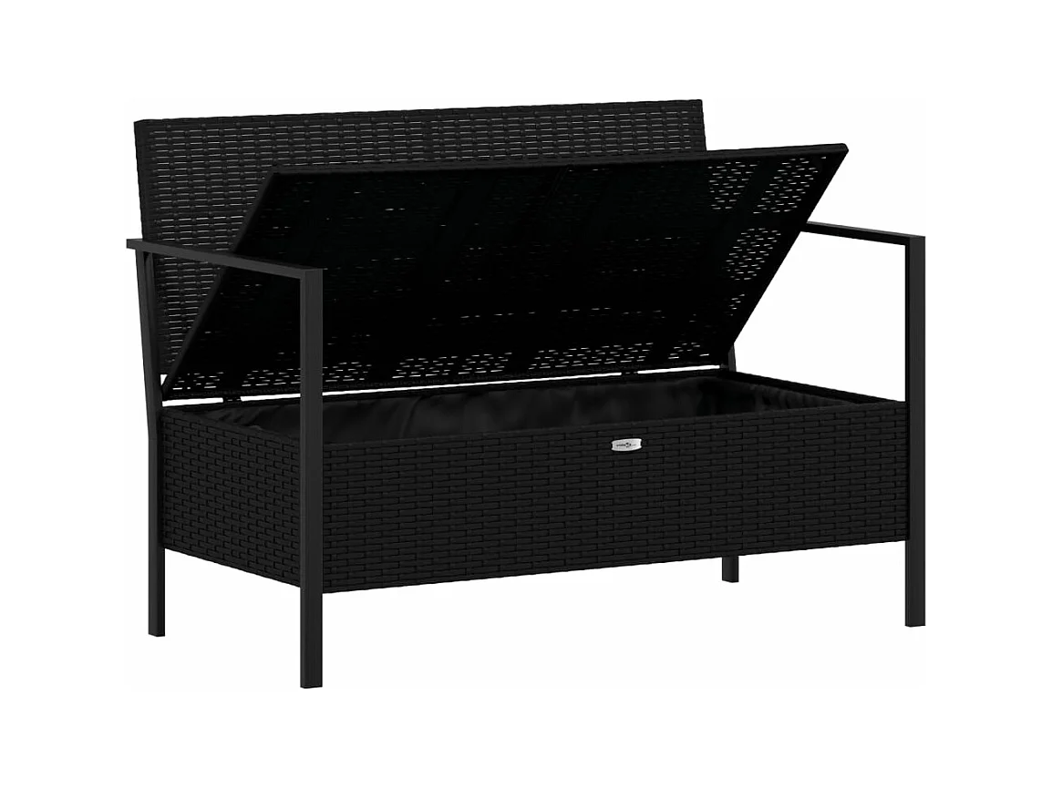 Banc de Jardin à 2 Places avec Coussins Noir Résine Tressée