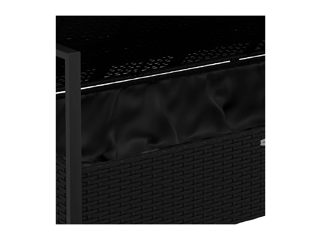 Banc de Jardin à 2 Places avec Coussins Noir Résine Tressée