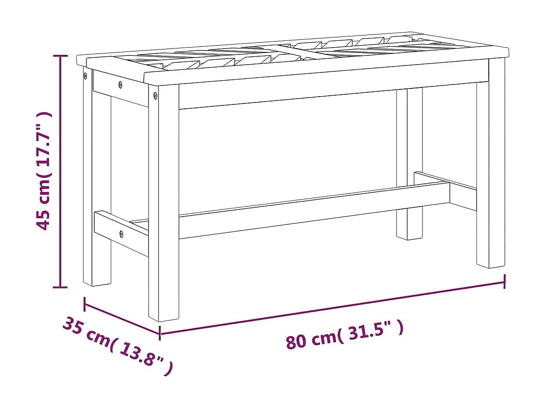 Banc de jardin 80 cm bois massif d'acacia