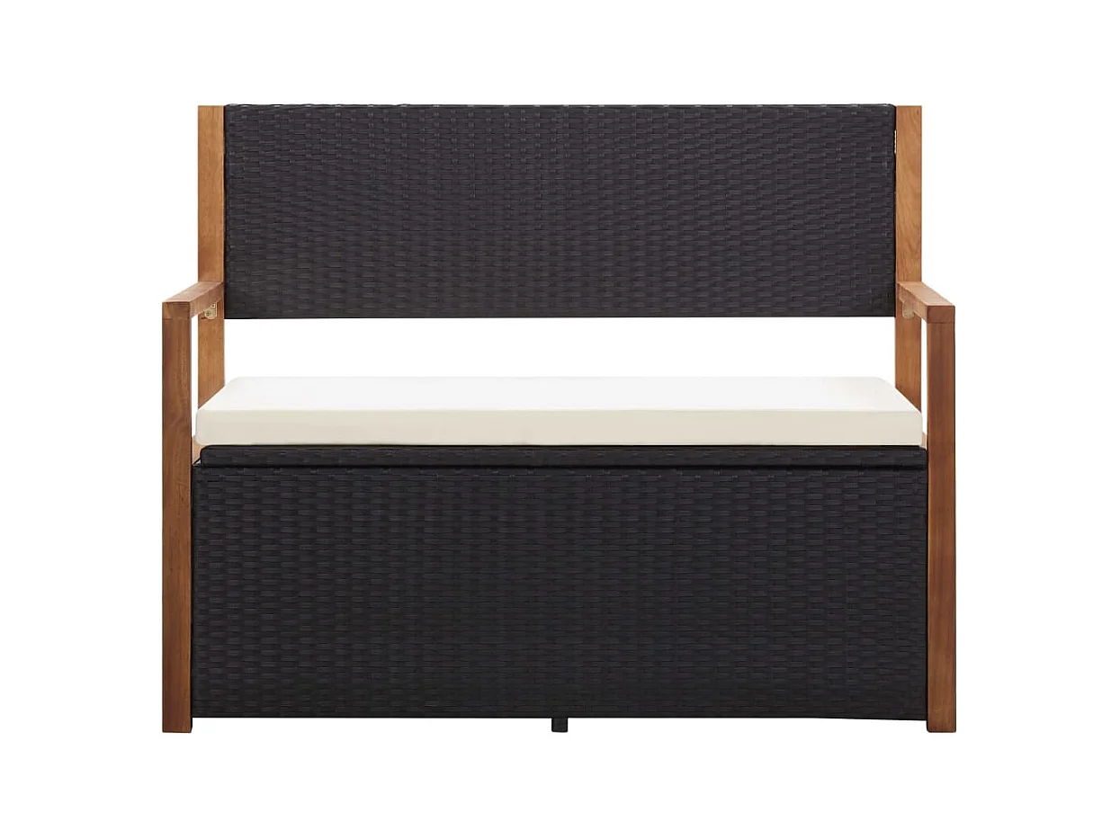 Banc de jardin 115 cm Résine tressée et bois d'acacia Noir