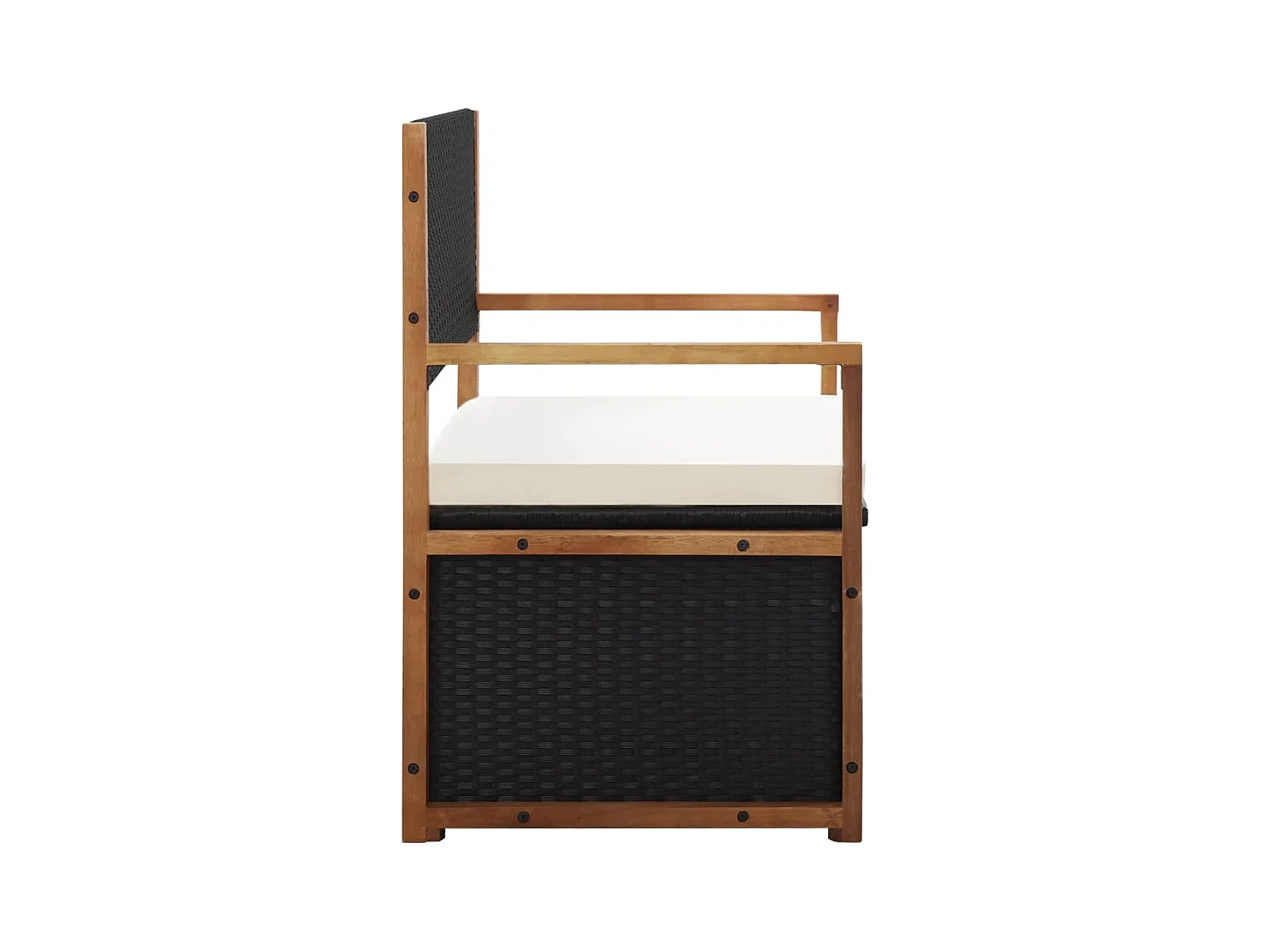 Banc de jardin 115 cm Résine tressée et bois d'acacia Noir