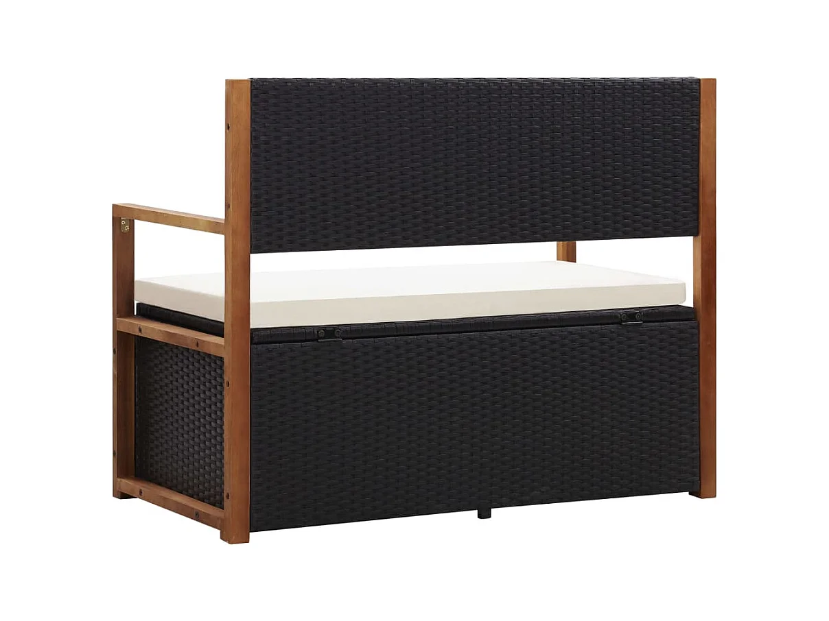 Banc de jardin 115 cm Résine tressée et bois d'acacia Noir