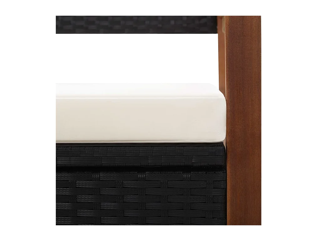 Banc de jardin 115 cm Résine tressée et bois d'acacia Noir