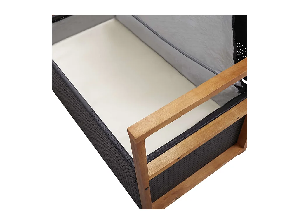 Banc de jardin 115 cm Résine tressée et bois d'acacia Noir