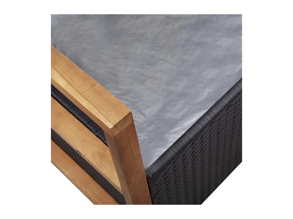 Banc de jardin 115 cm Résine tressée et bois d'acacia Noir