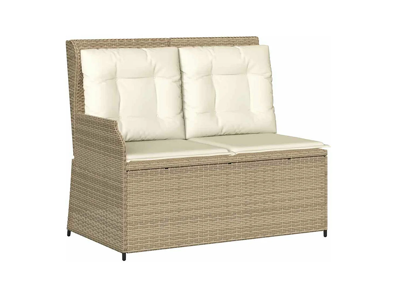 Banc inclinable de jardin avec coussins beige résine tressée