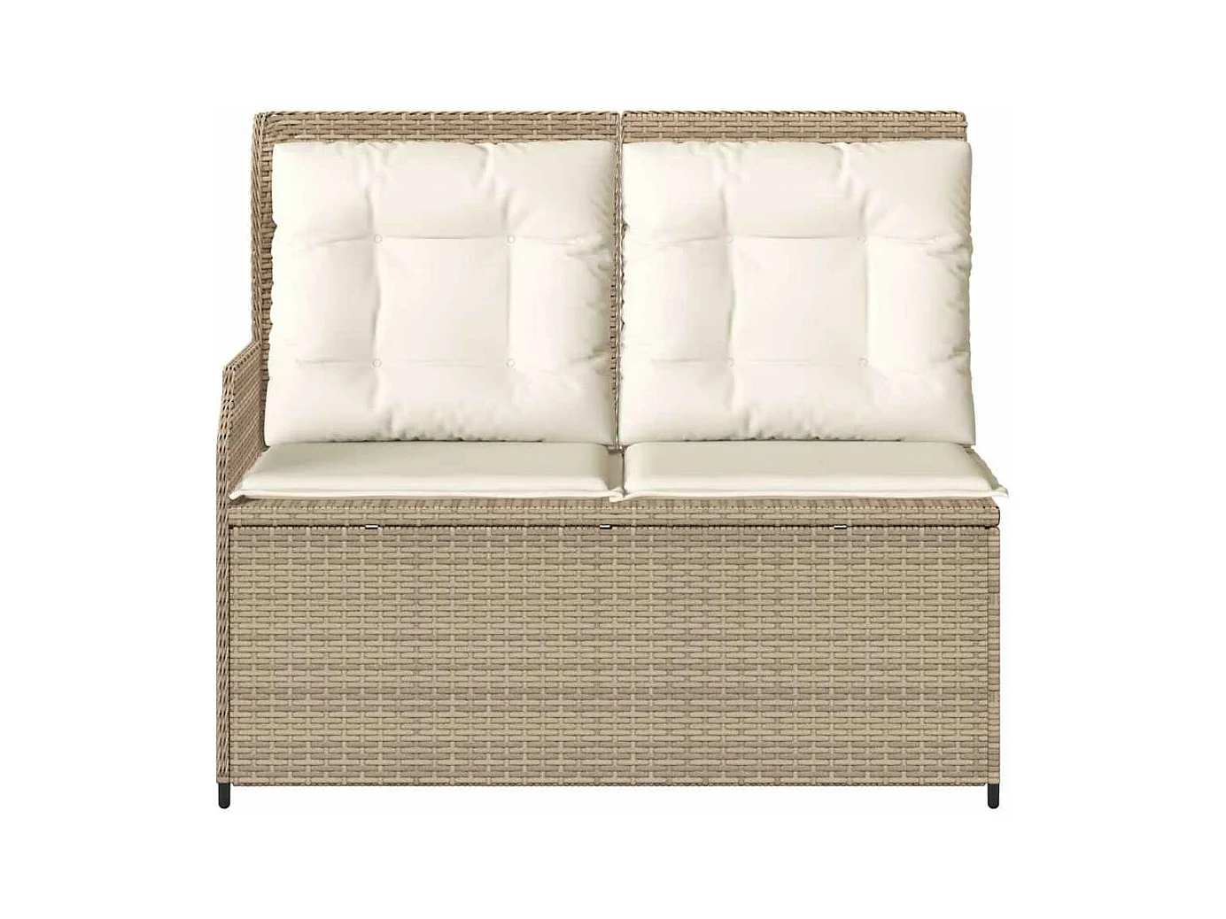 Banc inclinable de jardin avec coussins beige résine tressée