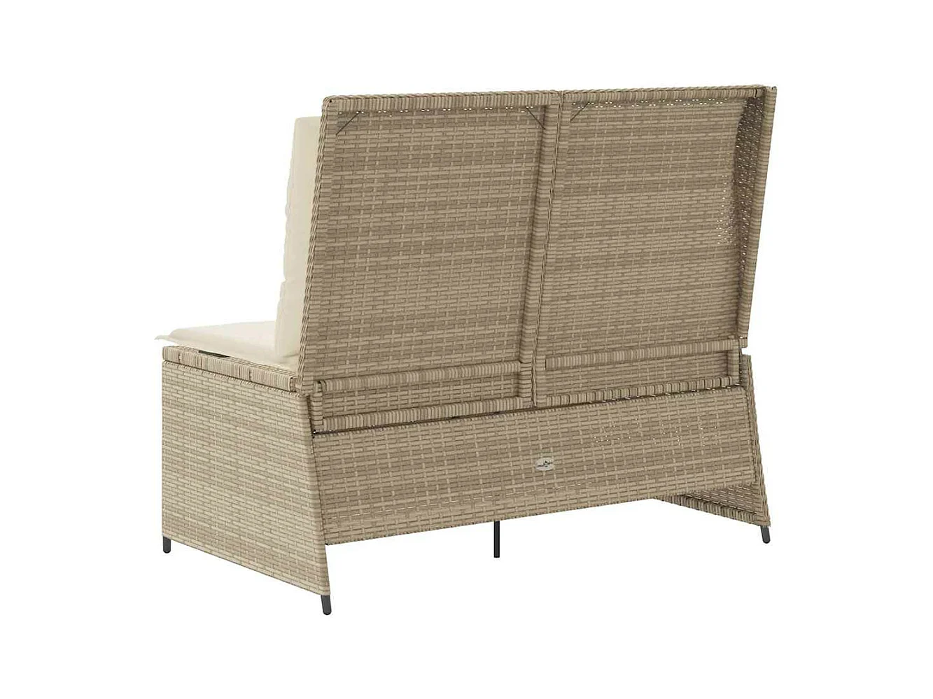 Banc inclinable de jardin avec coussins beige résine tressée
