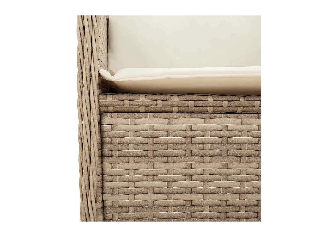 Banc inclinable de jardin avec coussins beige résine tressée