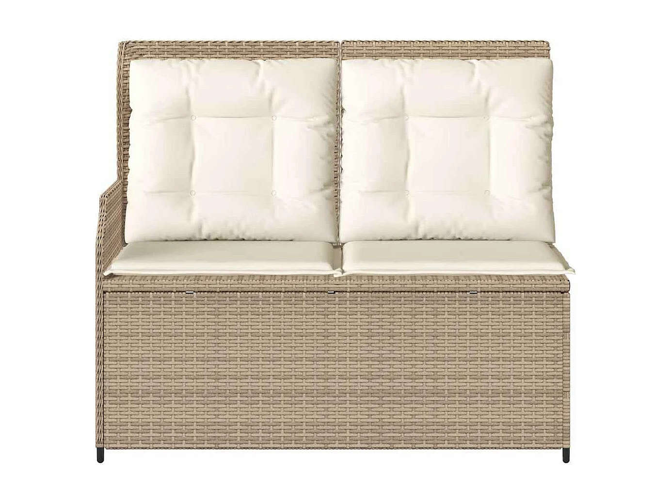 Sillón reclinable de jardín con cojines ratán sintético beige