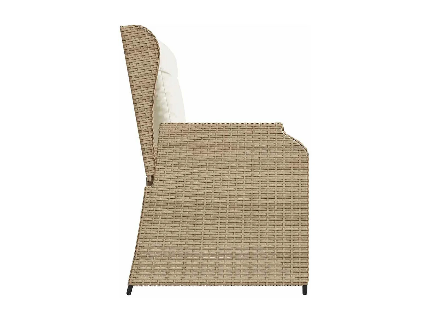 Sillón reclinable de jardín con cojines ratán sintético beige