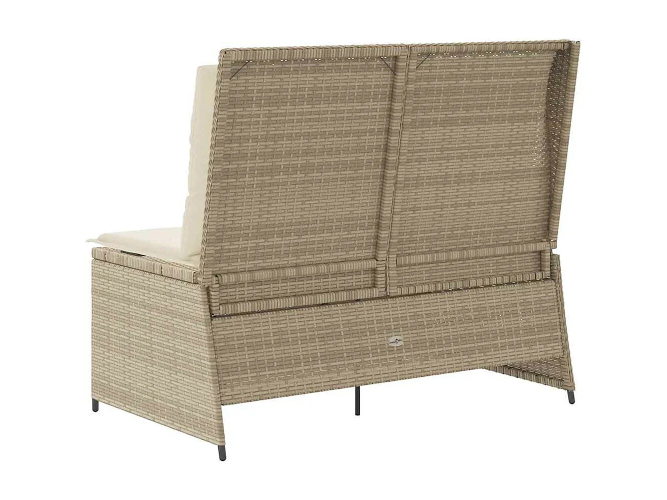 Sillón reclinable de jardín con cojines ratán sintético beige