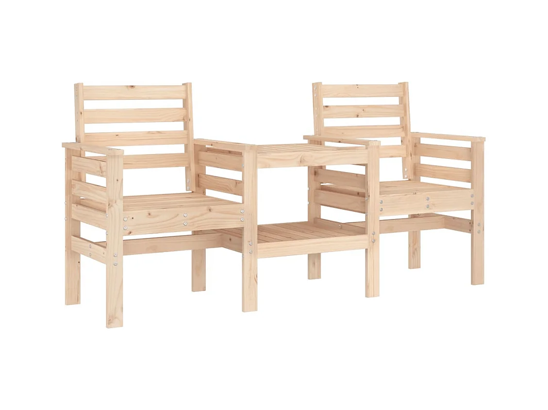 Banco de jardín con mesa 2 plazas madera maciza de pino