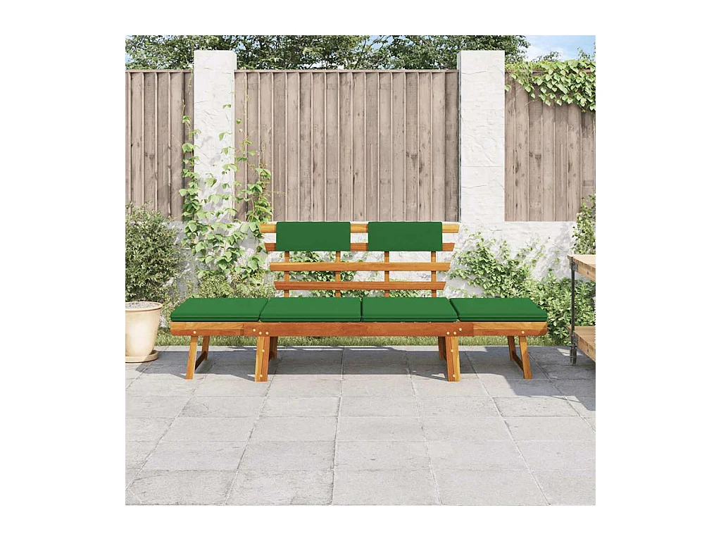 Banco de jardim com almofadões 2-em-1 190 cm acácia maciça