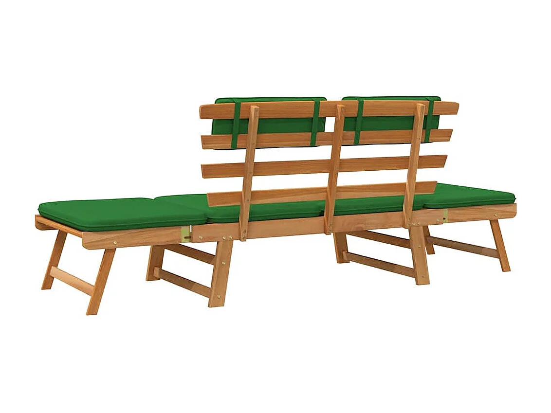 Banco de jardim com almofadões 2-em-1 190 cm acácia maciça