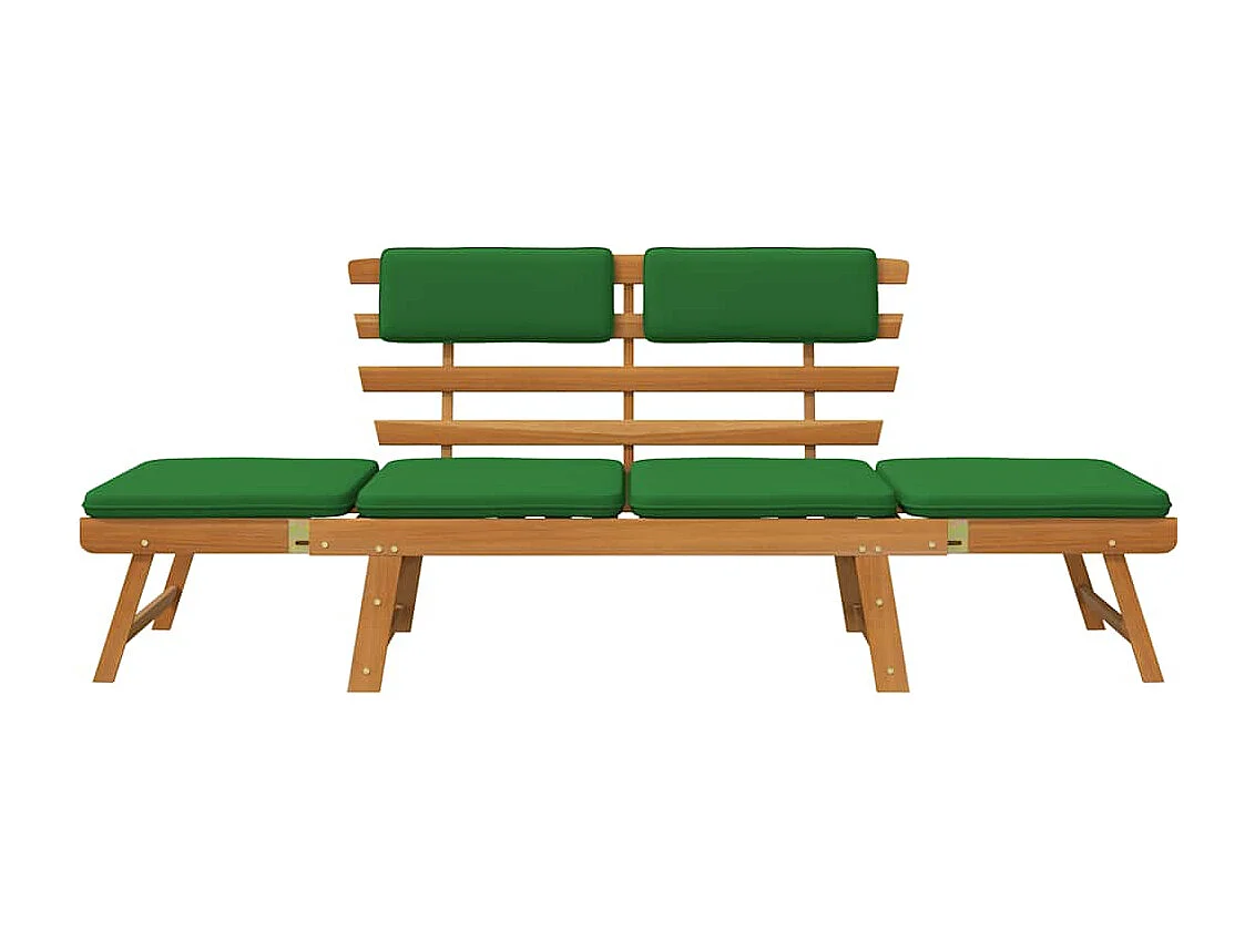 Banco de jardim com almofadões 2-em-1 190 cm acácia maciça