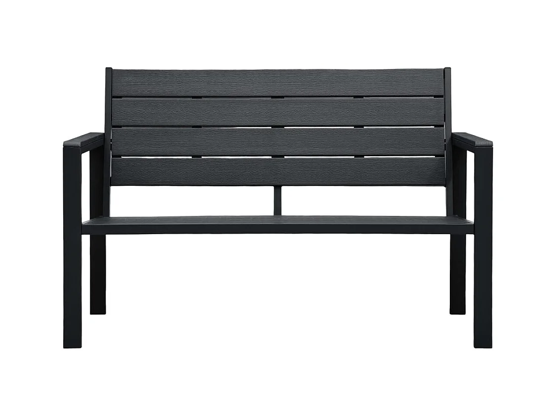 Banco de jardín de HDPE aspecto de madera negro 120 cm