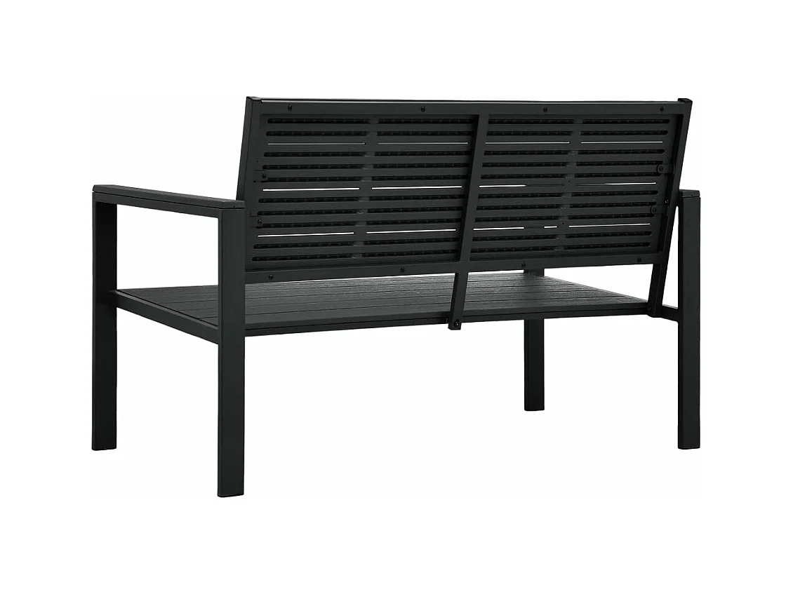 Banco de jardín de HDPE aspecto de madera negro 120 cm