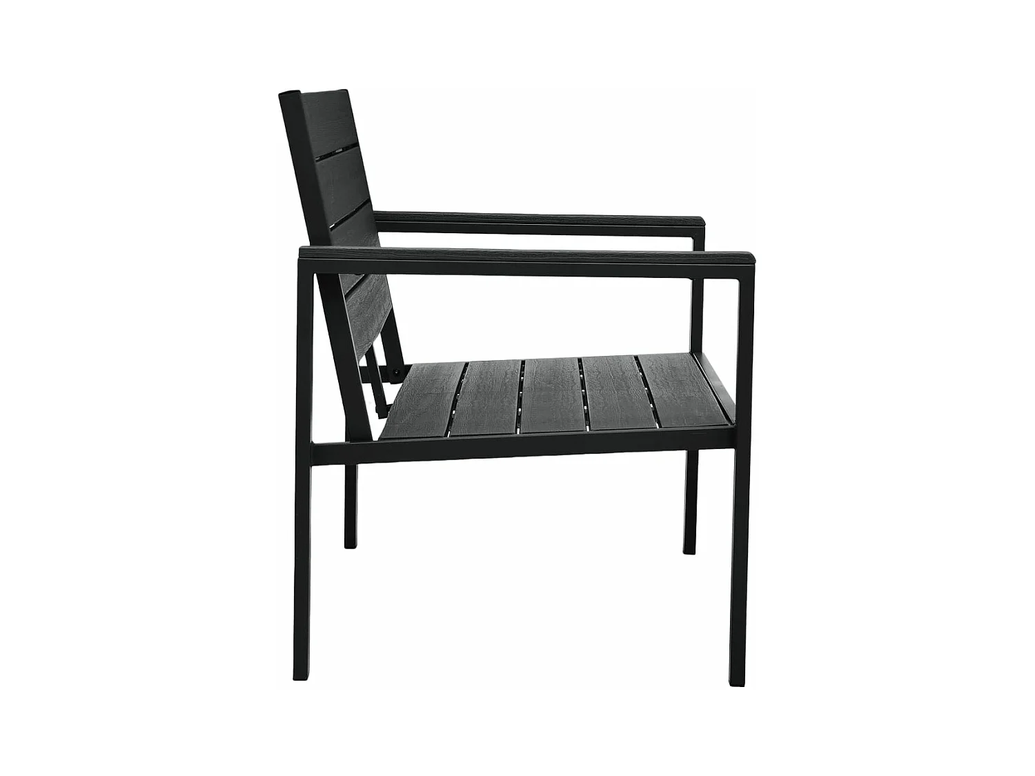 Banco de jardín de HDPE aspecto de madera negro 120 cm