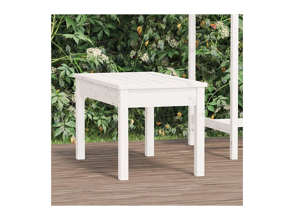 Banc de jardin blanc 80x44x45 cm bois massif de pin