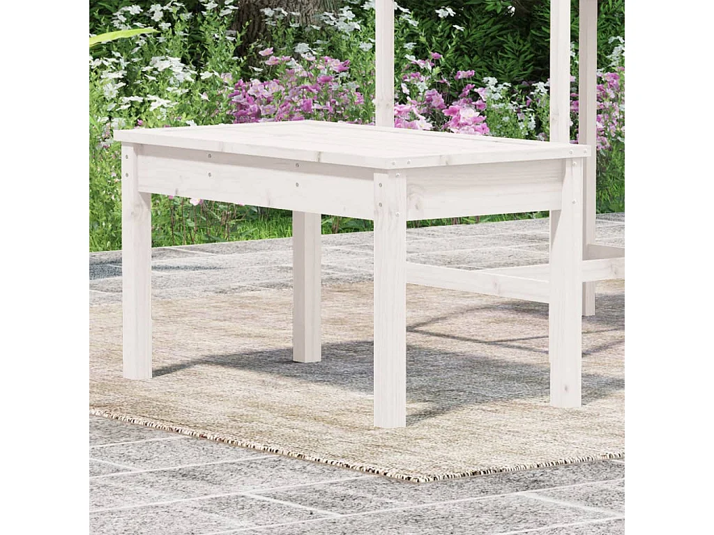 Banc de jardin blanc 80x44x45 cm bois massif de pin