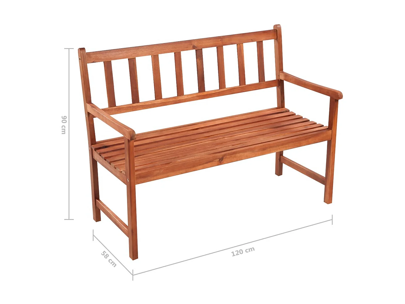 Banco de jardín con cojín madera maciza de acacia 120 cm
