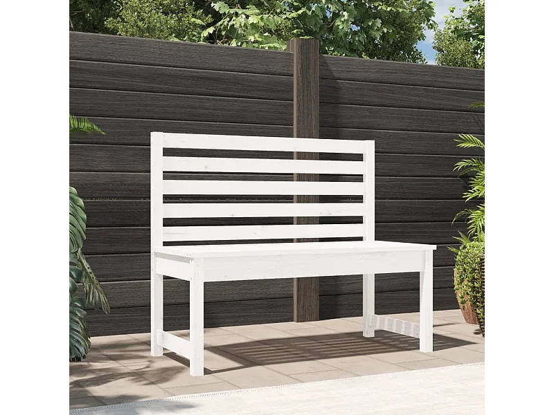 Banc de jardin blanc 109 cm bois massif de pin