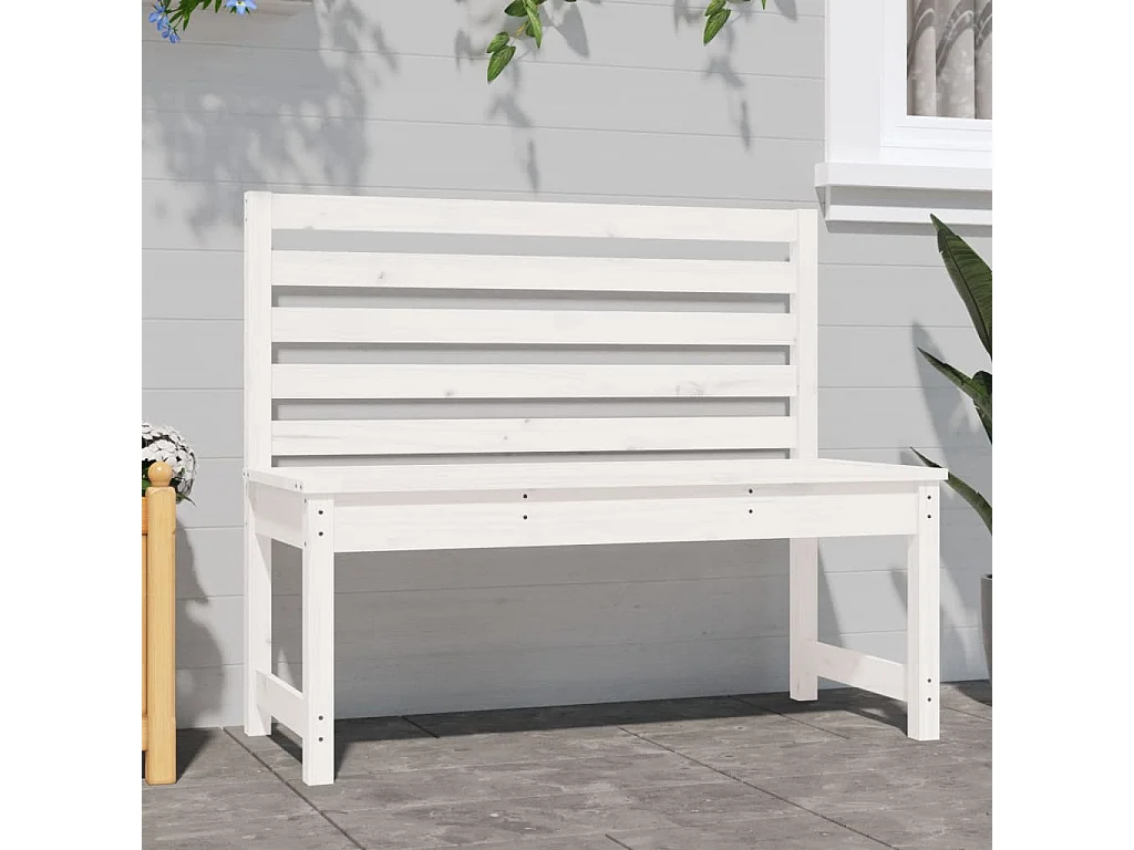 Banc de jardin blanc 109 cm bois massif de pin
