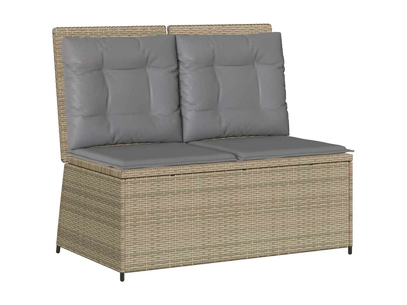 Sillón reclinable de jardín con cojines ratán sintético beige