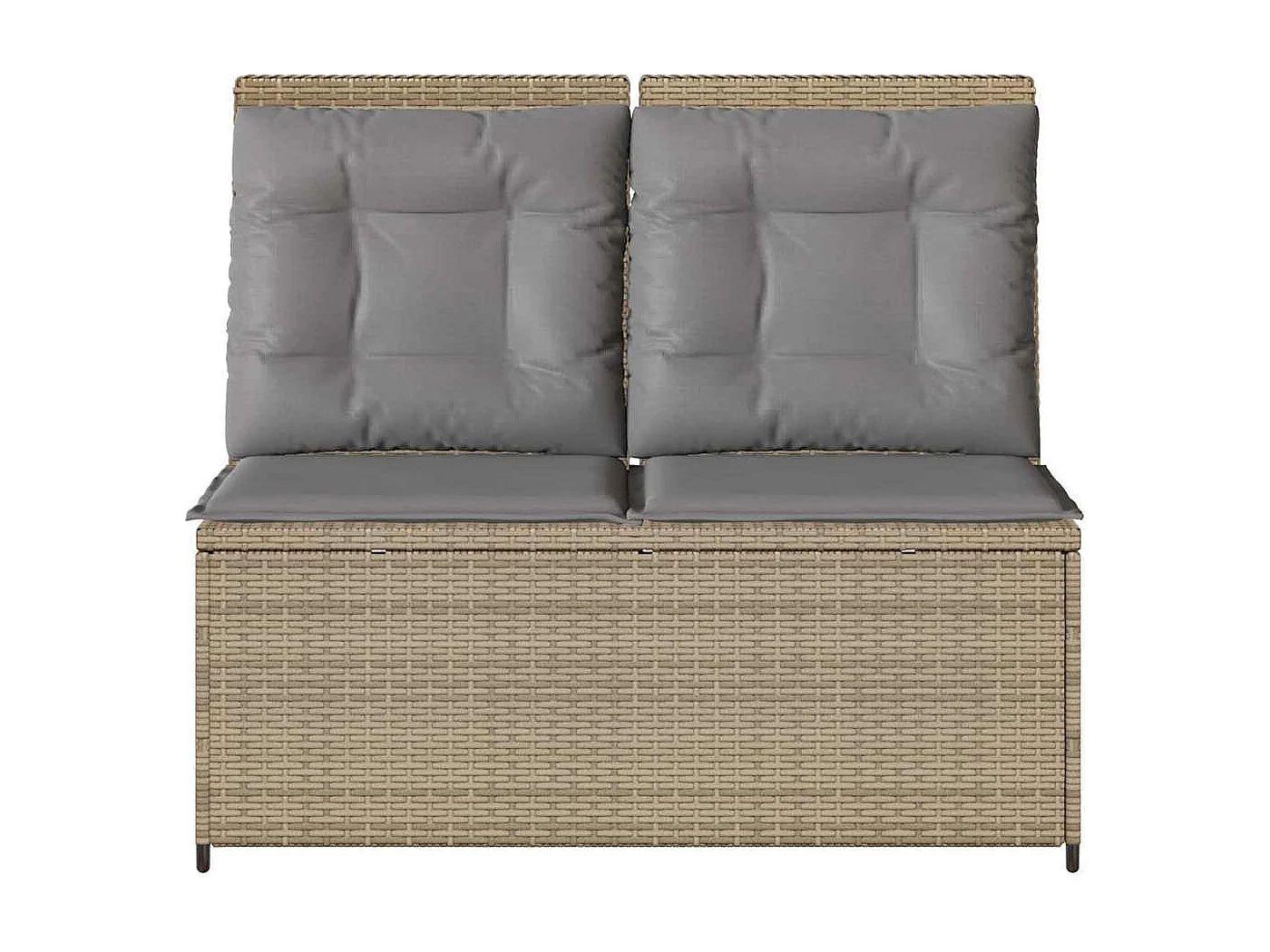 Sillón reclinable de jardín con cojines ratán sintético beige